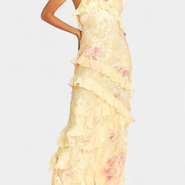 Fawn Vestido Maxi con Volantes Florales