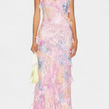 Fawn Vestido Maxi con Volantes Florales