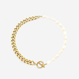 LUNA LINK PEARL | PULSERA CON PERLAS Y CADENA CURB AUDAZ