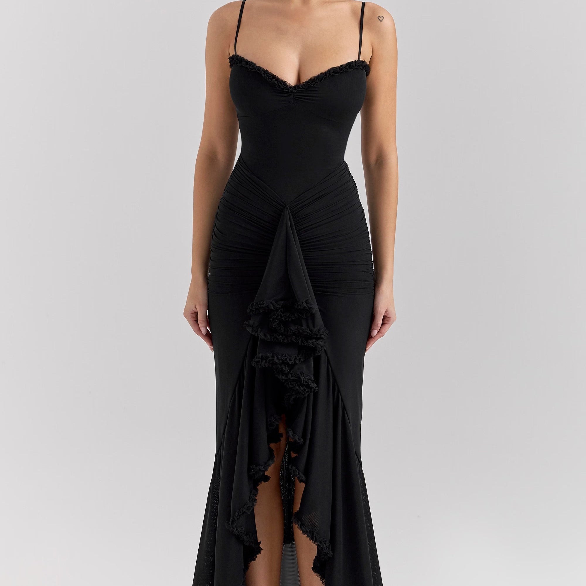 Roxanne Vestido de tirantes sin mangas con volantes