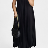 Manuela Vestido Sin Mangas con Pliegues y Cintura Alta