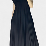 Manuela Vestido Sin Mangas con Pliegues y Cintura Alta