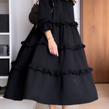 Jada Vestido Sudadera con Volantes y Silueta Casual-Chic