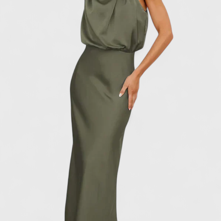 Rina Vestido Elegante de Cuello Halter Drapeado