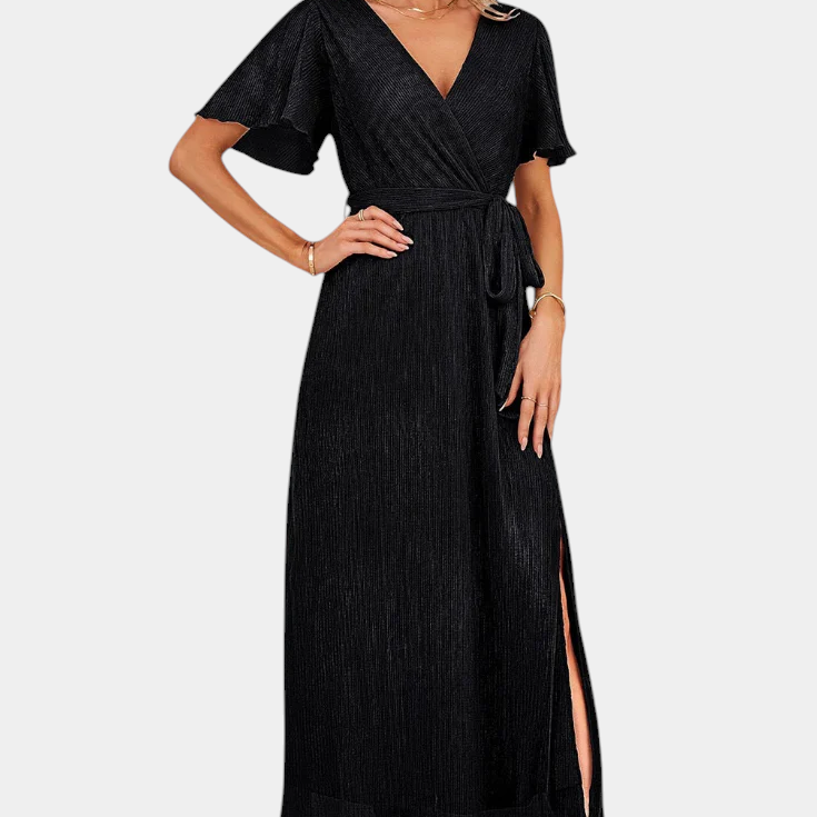 Esperanza Vestido Maxi Envolvente con Mangas de Volante