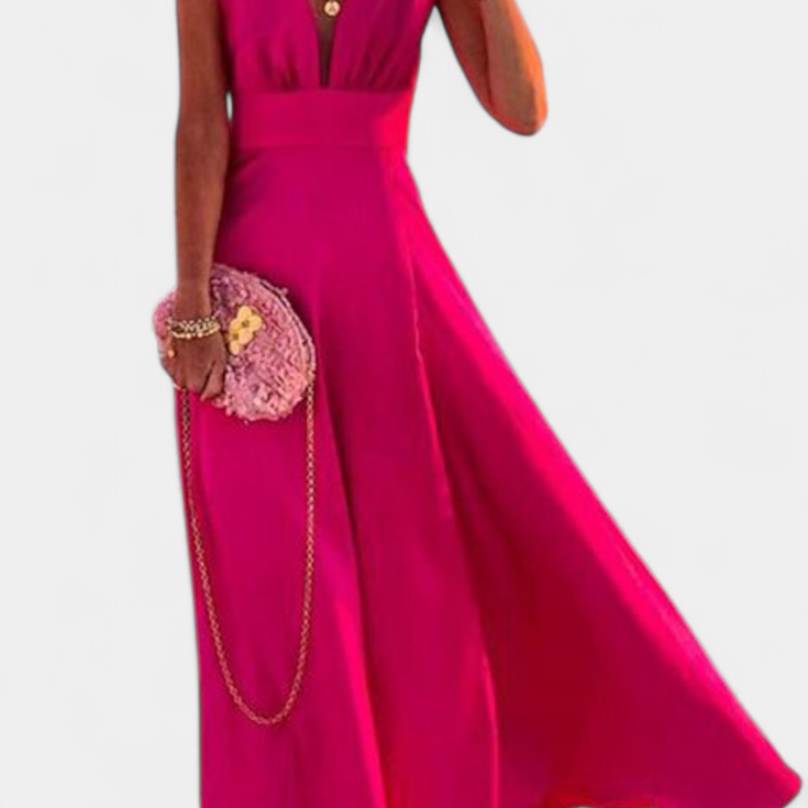 Salma Vestido A Línea con Estampado Minimalista y Cuello en V