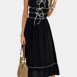 Luz Vestido A-Line Strappy con dobladillo rizado