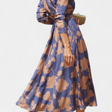 Samaria Vestido Midi de Botones con Cuello Floral