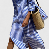 Sherlyn Vestido Camisero de Rayas con Estilo Atemporal