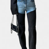 Mijie Jeans de tiro alto con patchwork y pierna recta