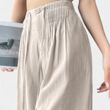 Ilyana Pantalones de Cintura Alta y Pierna Ancha