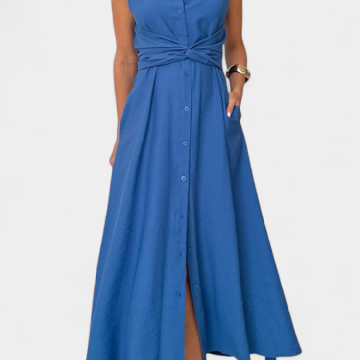 Meryl Vestido Camisero con Botones y Lazo Ajustable