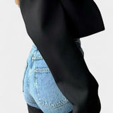 Mijie Jeans de tiro alto con patchwork y pierna recta