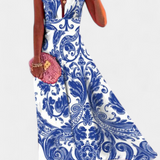 Salma Vestido A Línea con Estampado Minimalista y Cuello en V