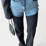 Mijie Jeans de tiro alto con patchwork y pierna recta