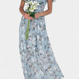 Amara Vestido Maxi Floral con Escote en V y Mangas Aladas