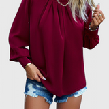 Dottie Top de Manga Larga con Cuello de Encaje