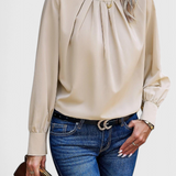 Dottie Top de Manga Larga con Cuello de Encaje