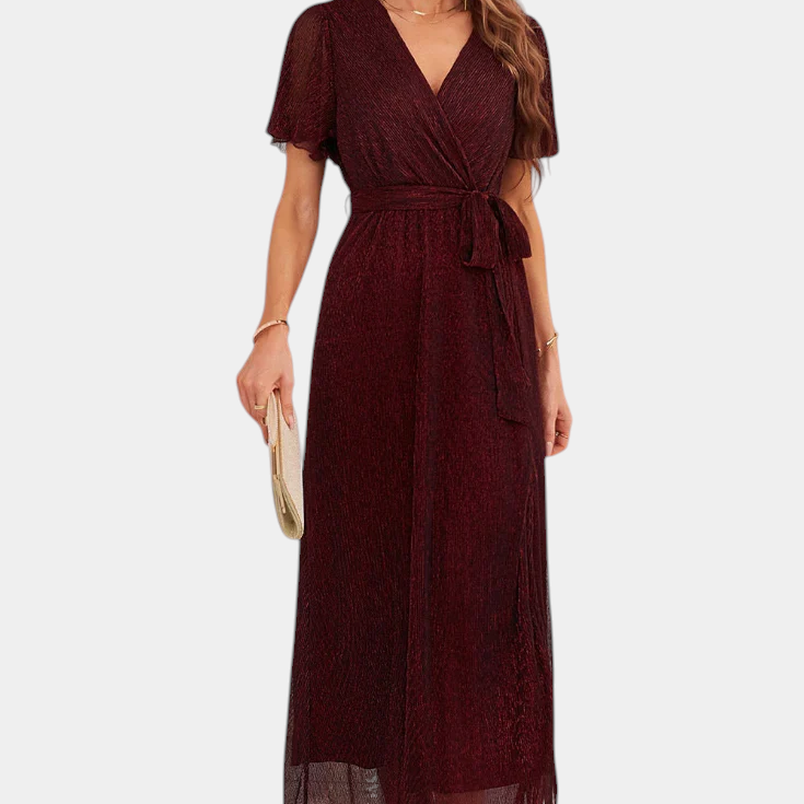 Esperanza Vestido Maxi Envolvente con Mangas de Volante