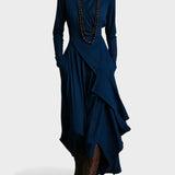 Sandra™ | Vestido maxi de punto asimétrico con cuello alto