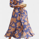 Samaria Vestido Midi de Botones con Cuello Floral