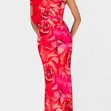 Maëlle Vestido Midi con Detalle Floral de Un Hombro