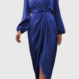 Giada Vestido Largo Elegante con Escote en V y Abertura Lateral