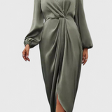 Giada Vestido Largo Elegante con Escote en V y Abertura Lateral