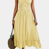 Luz Vestido A-Line Strappy con dobladillo rizado