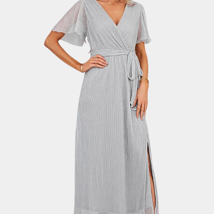 Esperanza Vestido Maxi Envolvente con Mangas de Volante