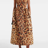 Tiana Vestido Midi Bustier Leopardo