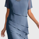 Mia Vestido de Gasa y Algodón con Flecos