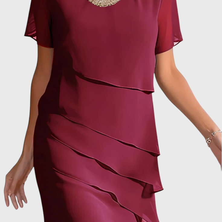 Mia Vestido de Gasa y Algodón con Flecos