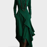 Sandra™ | Vestido maxi de punto asimétrico con cuello alto