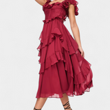 Natalie Vestido Midi Radiante con Caída Suave y Silueta Femenina