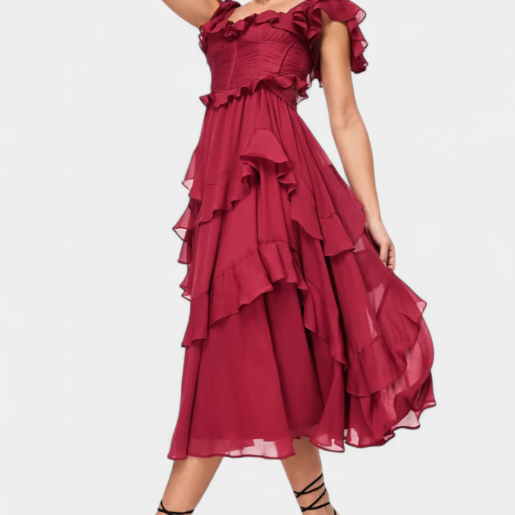 Natalie Vestido Midi Radiante con Caída Suave y Silueta Femenina