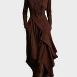 Sandra™ | Vestido maxi de punto asimétrico con cuello alto