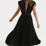 Mireia Vestido de Pliegues con Escote Drapeado y Cintura Alta