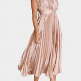 Mireia Vestido de Pliegues con Escote Drapeado y Cintura Alta