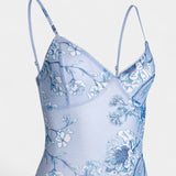 Iris Vestido de Encaje Floral Azul