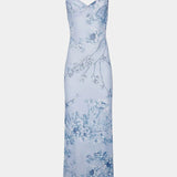 Iris Vestido de Encaje Floral Azul