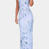 Iris Vestido de Encaje Floral Azul