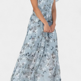 Amara Vestido Maxi Floral con Escote en V y Mangas Aladas