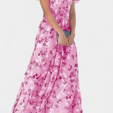Amara Vestido Maxi Floral con Escote en V y Mangas Aladas