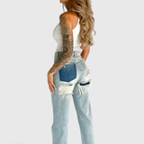 Roxy Jeans Vintage Desgastados de Cintura Alta