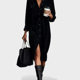 Vera™ | Vestido midi de botones y cuello clásico