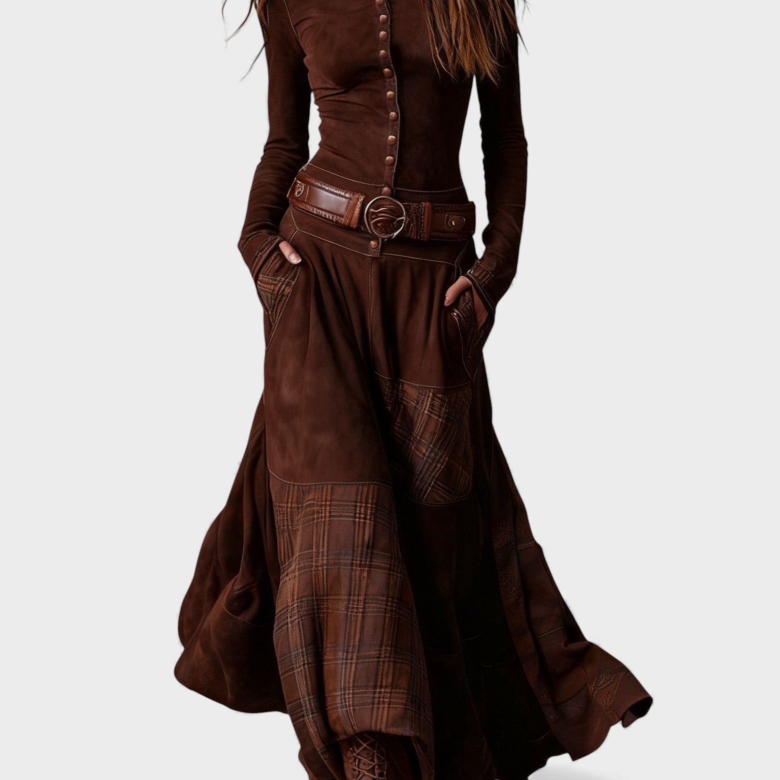 Marina™ | Vestido maxi de ante con cinturón