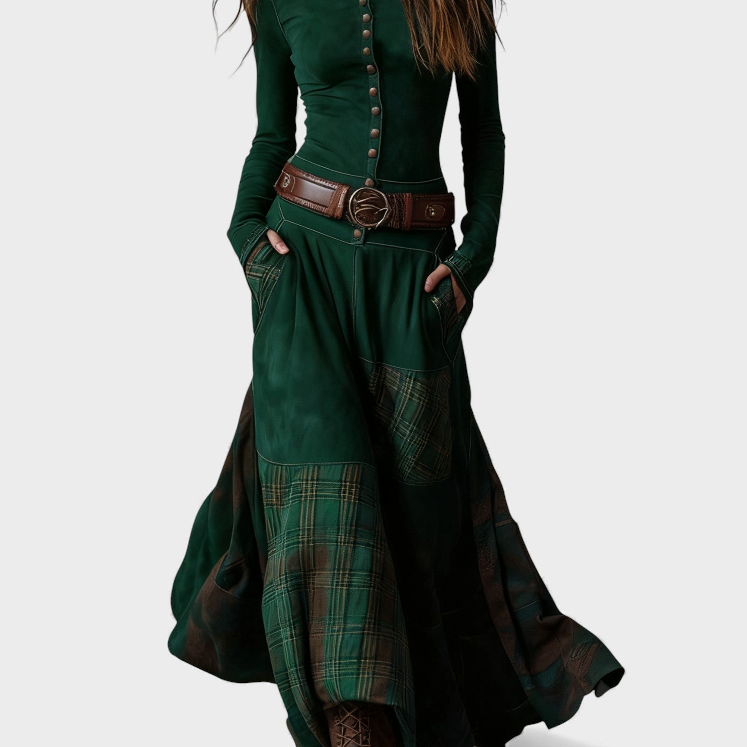 Marina™ | Vestido maxi de ante con cinturón