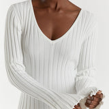 Gloria Vestido de Punto Acanalado con Cinturón