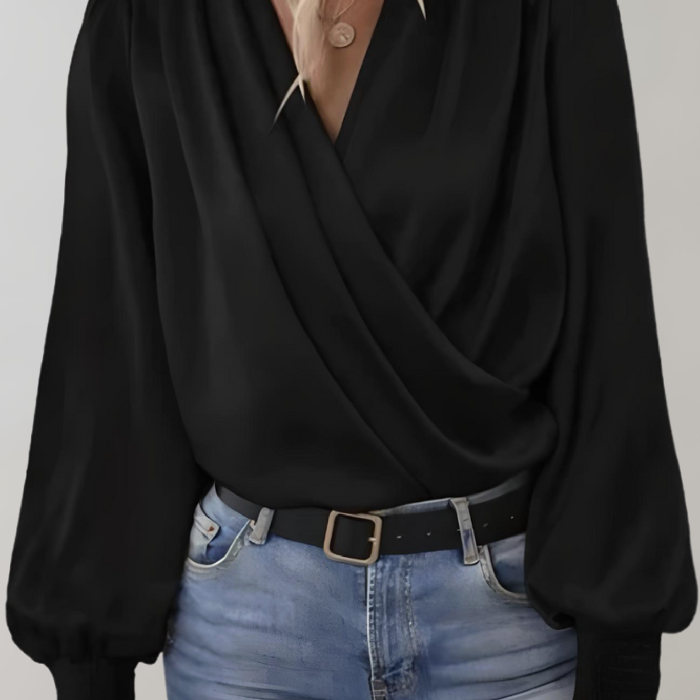 Quinn Blusa Elegante de Manga Larga con Escote en V
